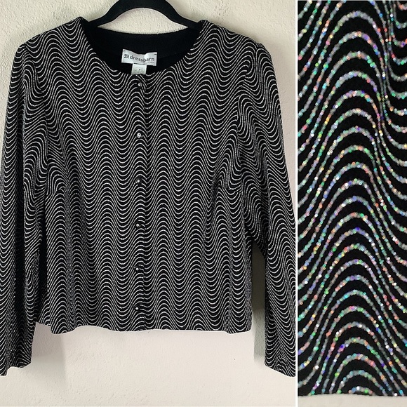 VINTAGE Glitter Evening Jacket Black Cocktail Blazer Whimsigoth Fairy Grunge 16W - Picture 1 of 8